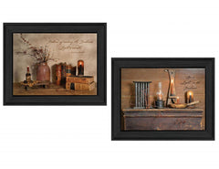 Set Of Two Candles Black Framed Print Wall Art