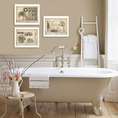 Set Of Three Garden Bath 2 White Framed Print Bathroom Wall Art