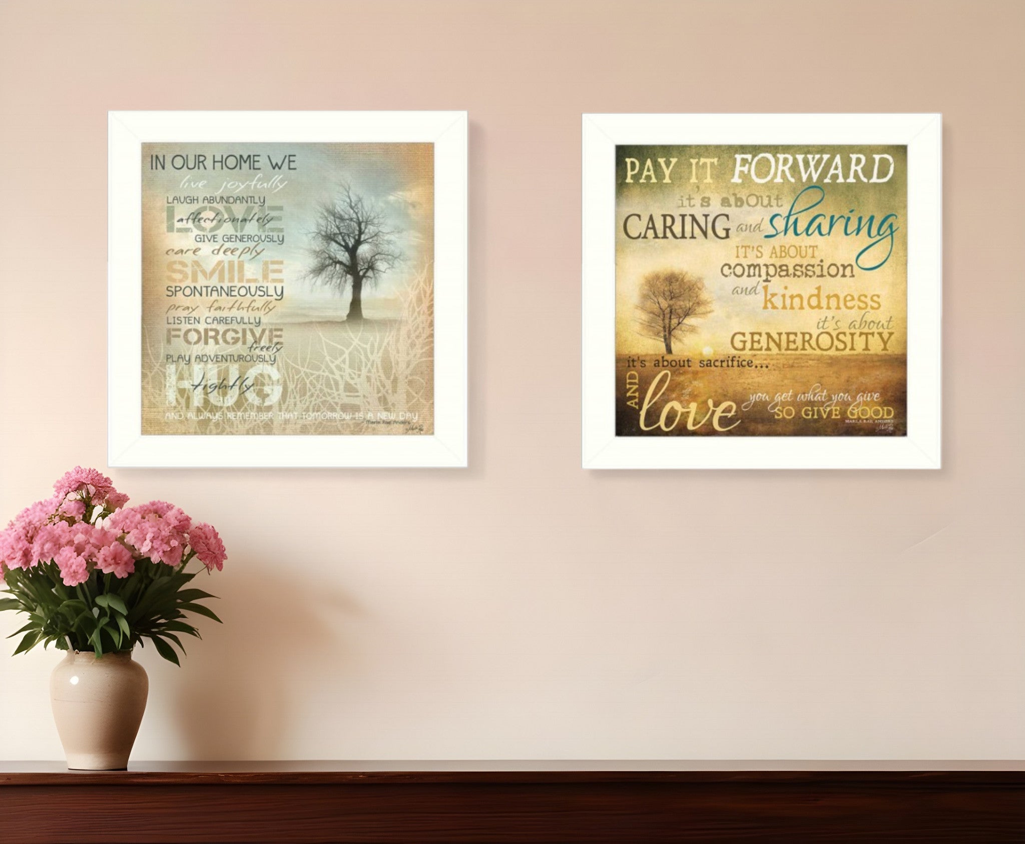 Set Of Two Meaning 1 White Framed Print Wall Art