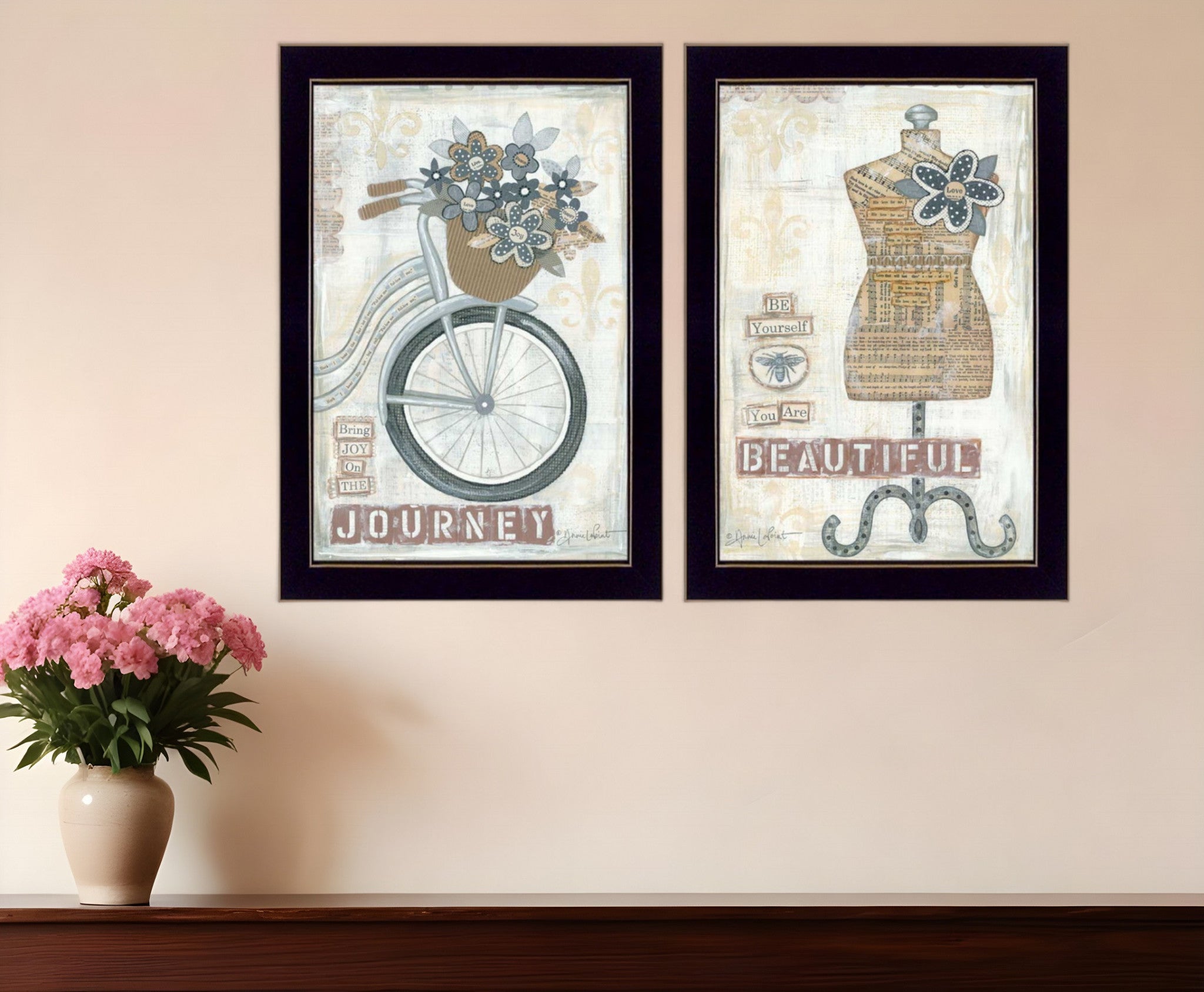 Set Of Two Beautiful Journey Black Framed Print Wall Art