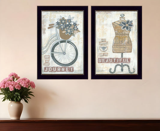 Set Of Two Beautiful Journey Black Framed Print Wall Art