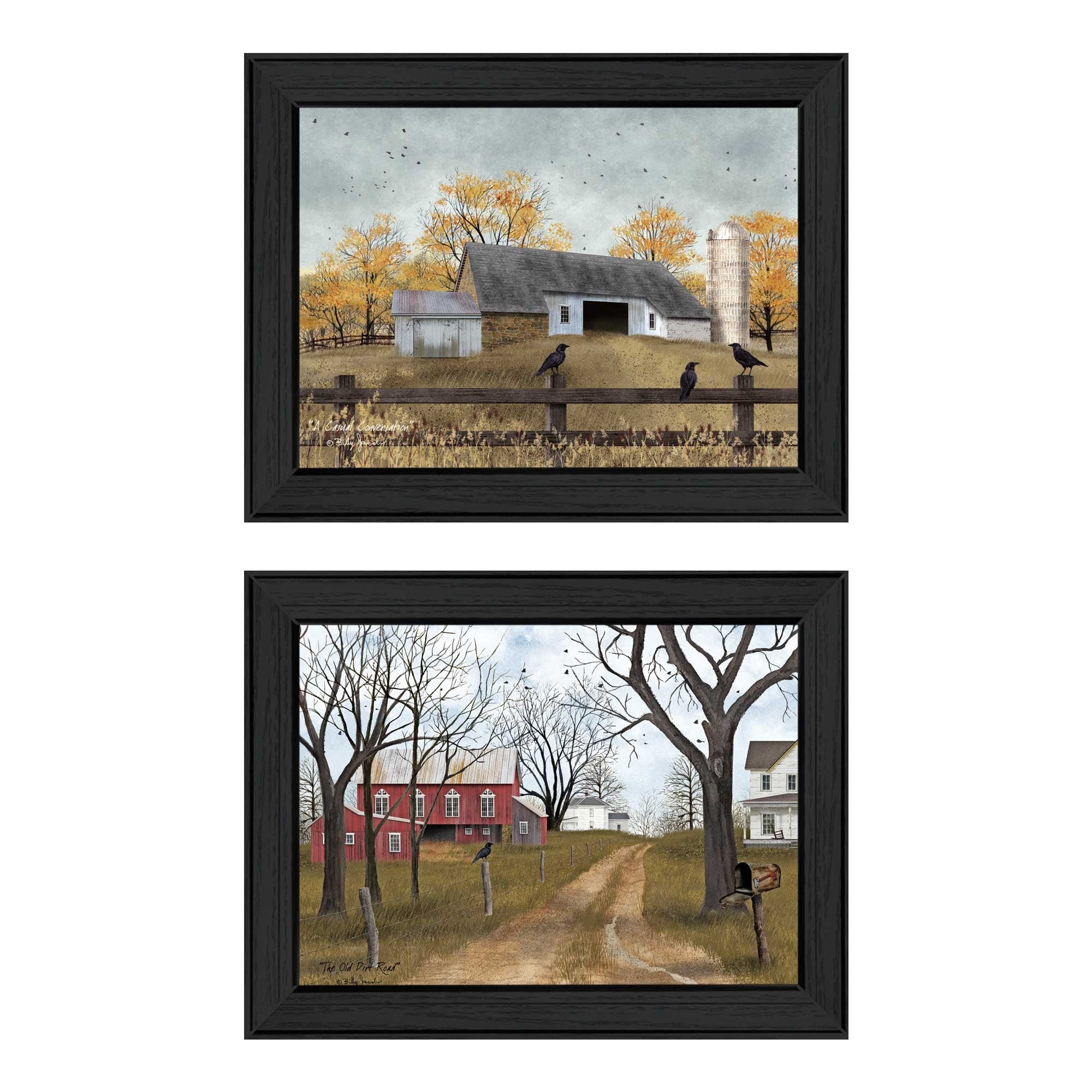 Set Of Two Country Roads 3 Black Framed Print Wall Art