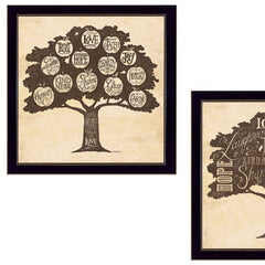 Set Of Two Family Trees Black Framed Print Wall Art