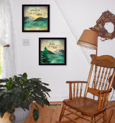 Set Of Two The Lake is Calling Black Framed Print Wall Art