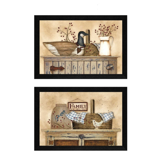 Set Of Two Rustic Still Life Black Framed Print Wall Art