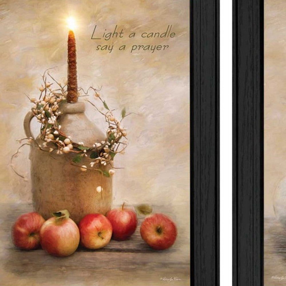 Set Of Two Light a Candle Black Framed Print Wall Art