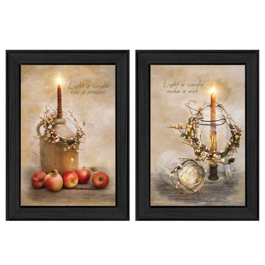 Set Of Two Light a Candle Black Framed Print Wall Art