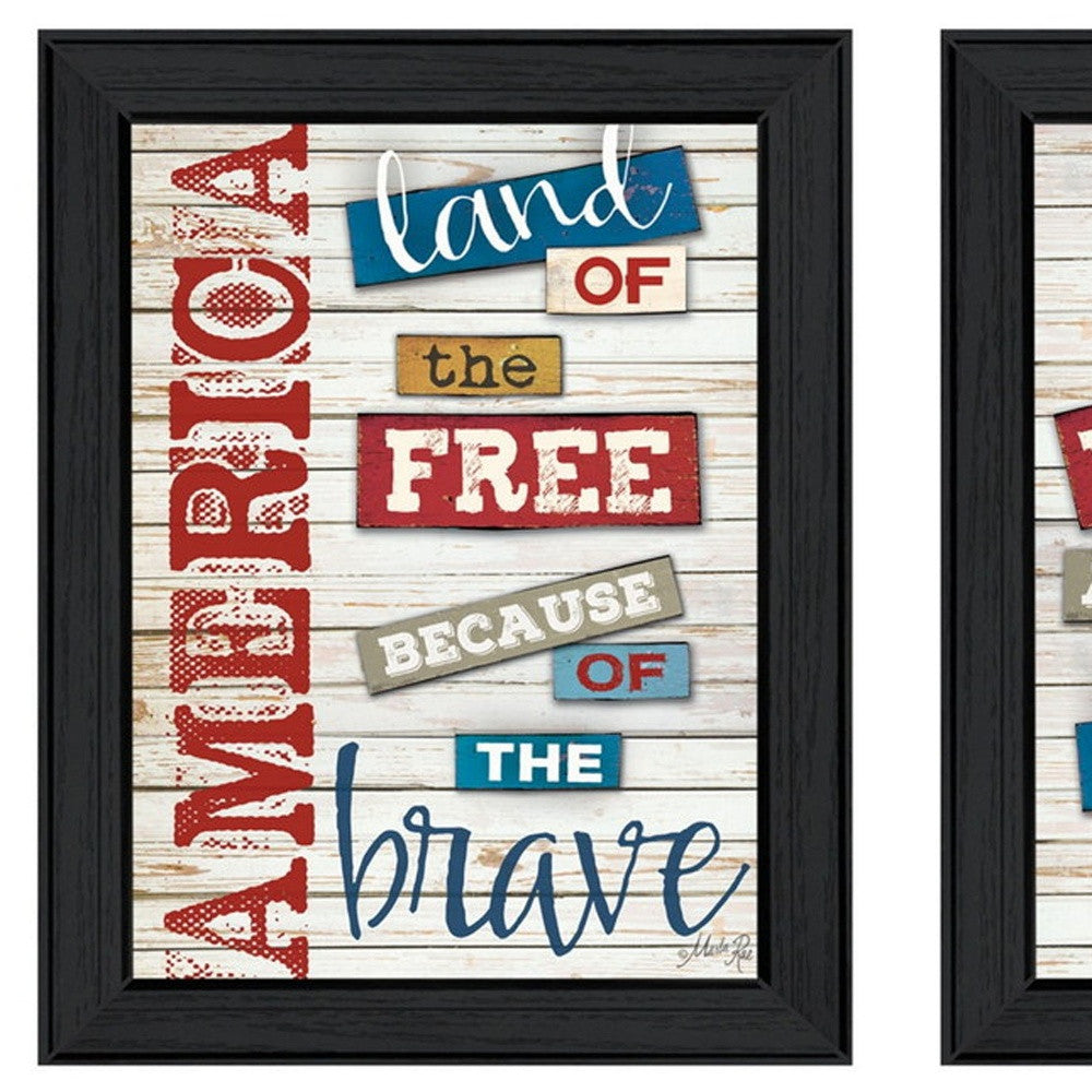 Set Of Two American 1 Black Framed Print Wall Art