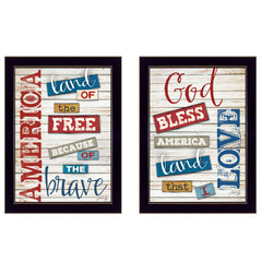 Set Of Two American 2 Black Framed Print Wall Art