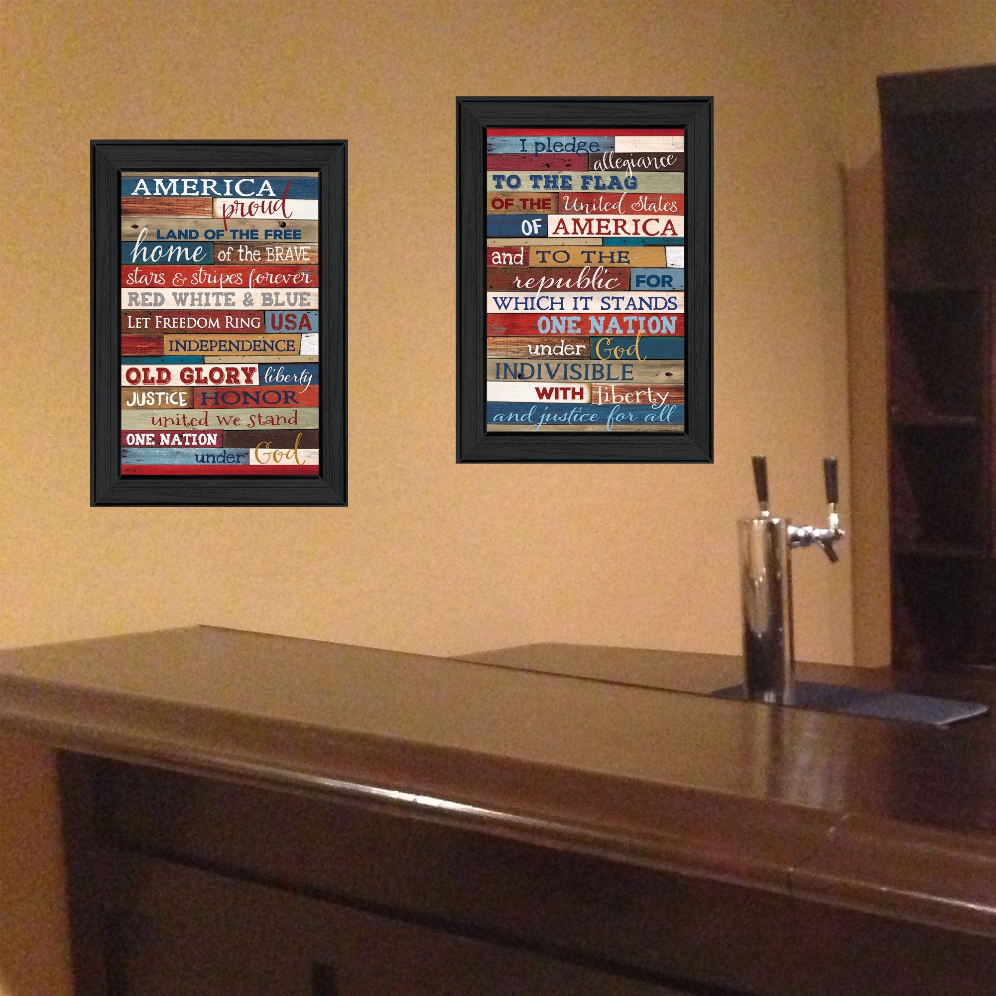 Set Of Two America Proud I Black Framed Print Wall Art