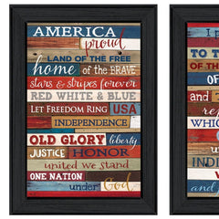 Set Of Two America Proud I Black Framed Print Wall Art