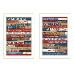 Set Of Two America Proud White Framed Print Wall Art