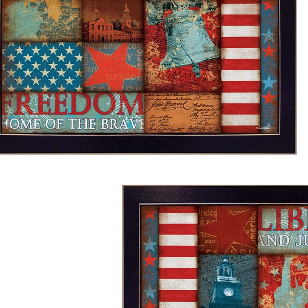 Set Of Two Liberty and Freedom Black Framed Print Wall Art