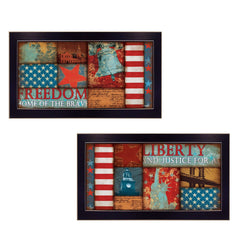 Set Of Two Liberty and Freedom Black Framed Print Wall Art