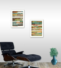 Set Of Two Today is a New Day Faux Wood Slat White Framed Print Wall Art