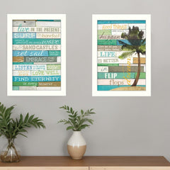 Set Of Two Live in the Present White Framed Print Wall Art - Homeroots