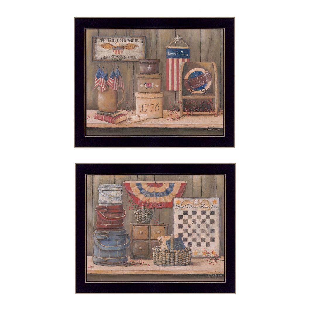 Set Of Two Sweet Land of Liberty 1 Black Framed Print Wall Art