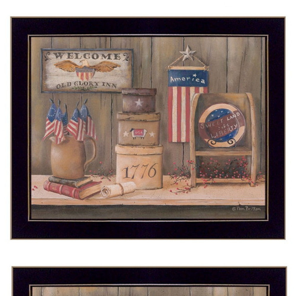 Set Of Two Sweet Land of Liberty 1 Black Framed Print Wall Art