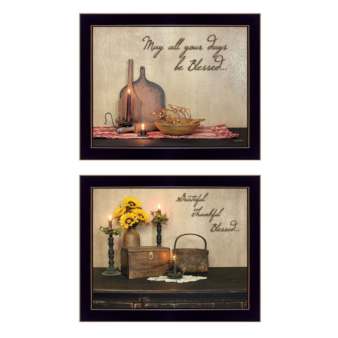 Set Of Two Twice Blessed Black Framed Print Wall Art