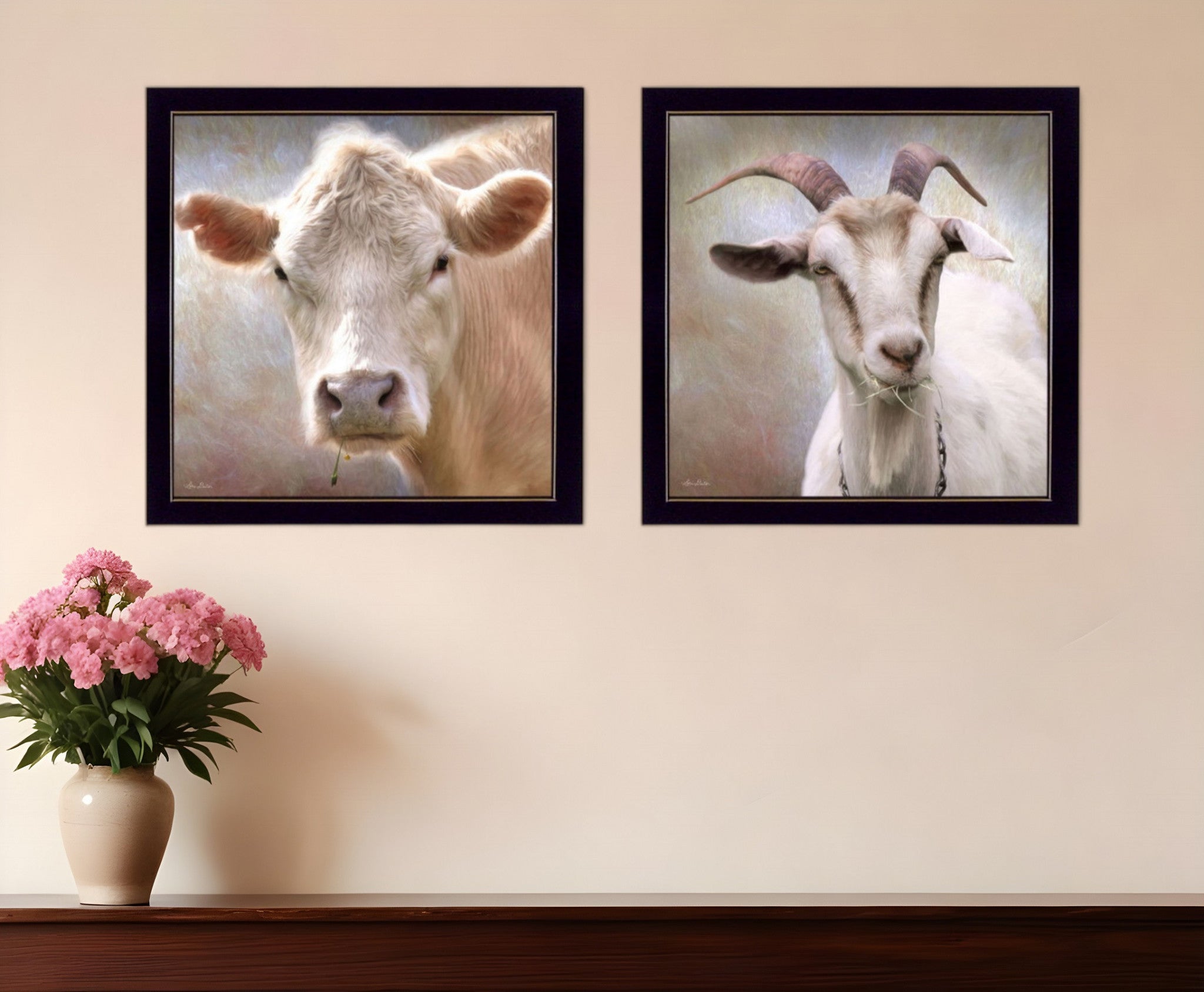 Set Of Two Up Close on the Farm Black Framed Print Wall Art