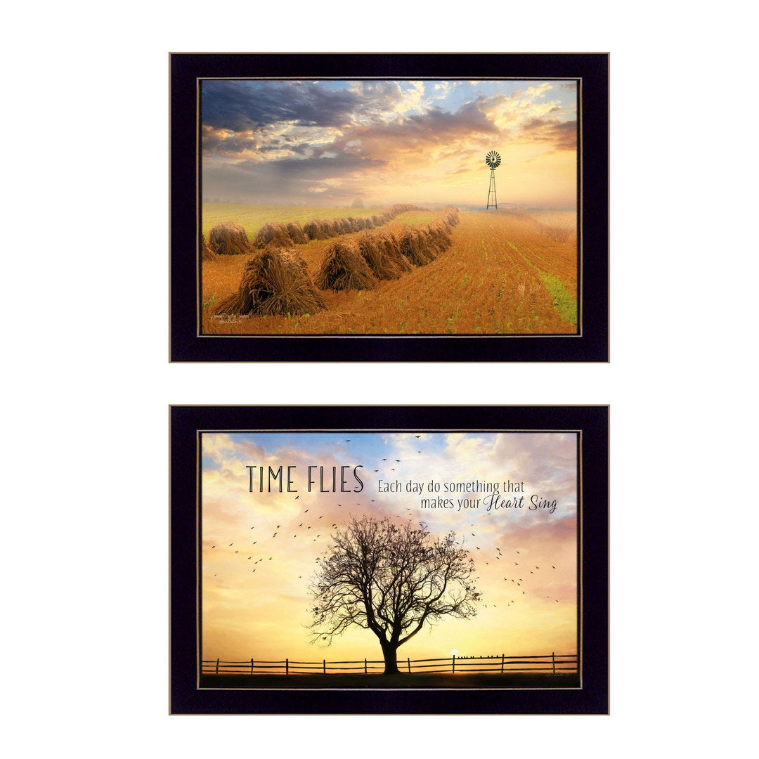 Set Of Two Amish Country Black Framed Print Wall Art