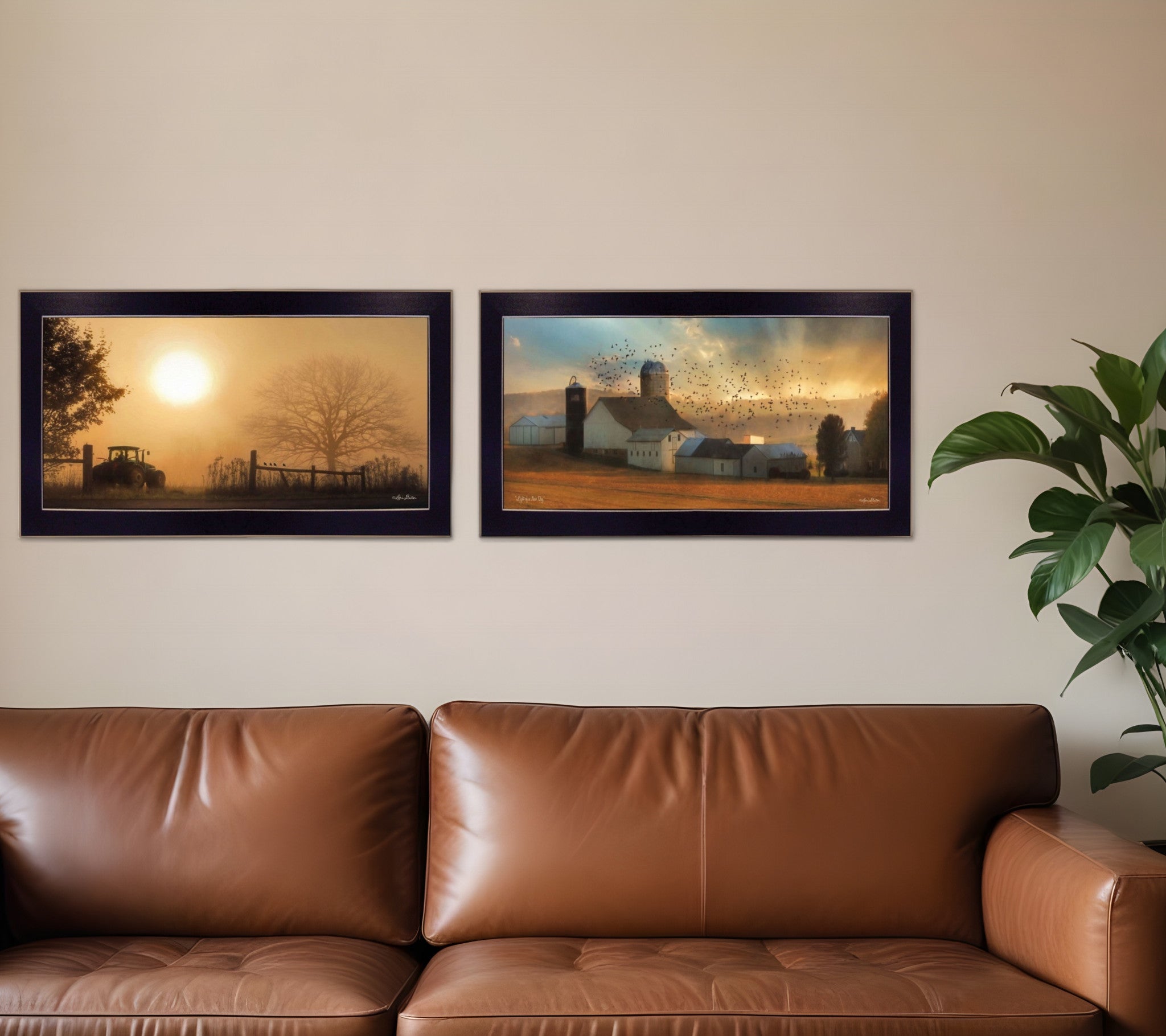 Set Of Two Light of a New Day 1 Black Framed Print Wall Art