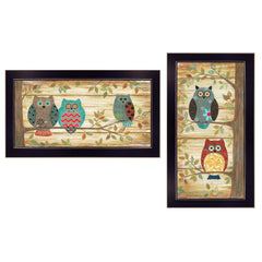 Set Of Two The Wise Owls Black Framed Print Wall Art