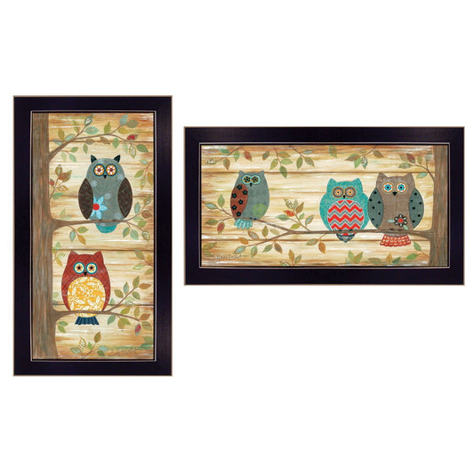 Set Of Two The Wise Owls Black Framed Print Wall Art