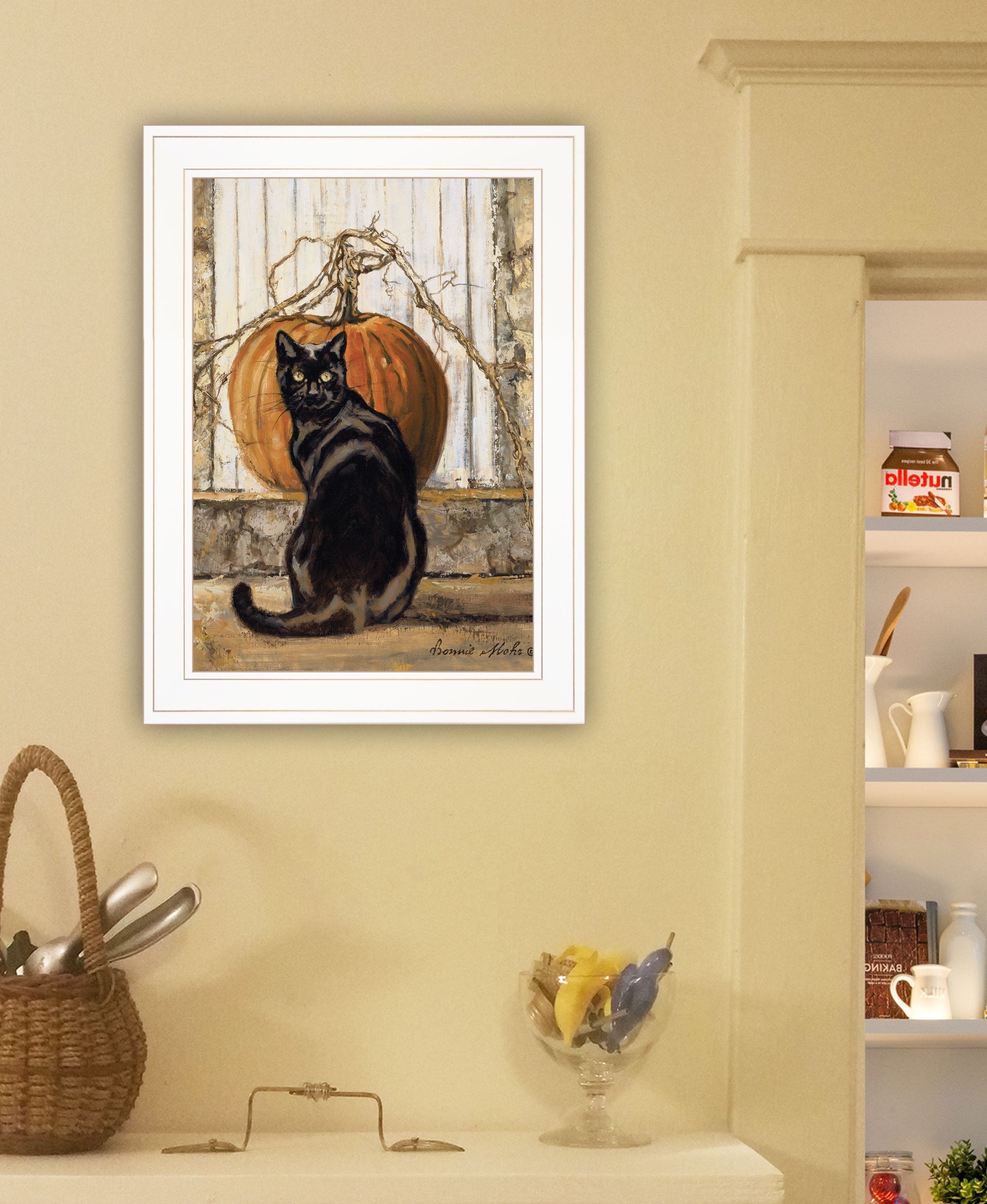 Black Cat 1 White Framed Print Wall Art