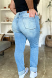 Judy Blue Full Size Distressed Straight Jeans with Patch Pockets - Trendsi