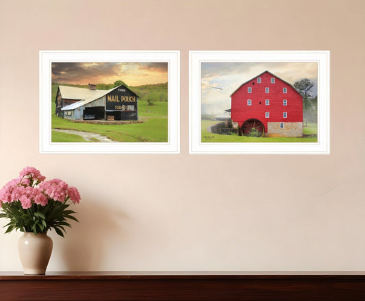 Set Of Two Mail Pouch Barn and Mill 1 White Framed Print Wall Art - Homeroots