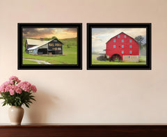 Set Of Two Mail Pouch Barn and Mill 2 Black Framed Print Wall Art