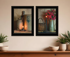 Set Of Two Country Candlelight Black Framed Print Wall Art