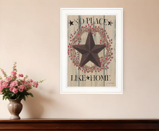 No Place Like Home Wreath 1 White Framed Print Wall Art