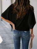 Full Size Cowl Neck Three-Quarter Sleeve Blouse Trendsi