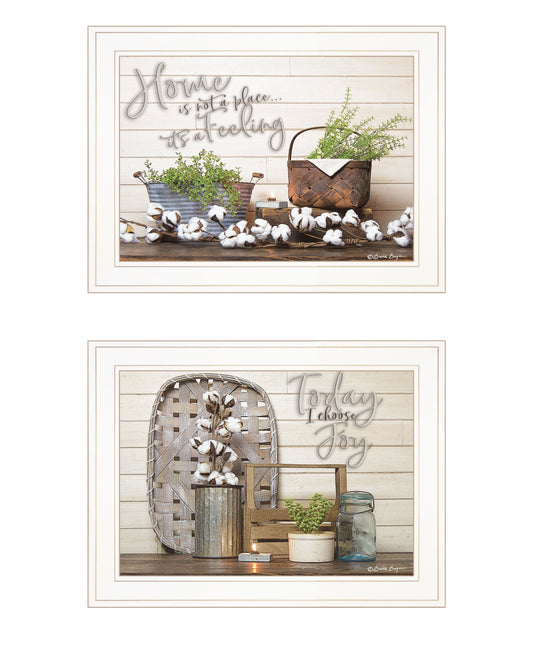 Set Of Two Choose Joy White Framed Print Wall Art