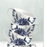 Set Of Three Tea tower with Cups and Sauces White Framed Print Kitchen Wall Art