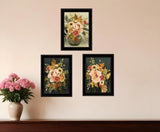 Set Of Three Romantic Autumn Black Framed Print Wall Art