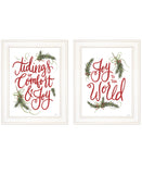 Set Of Two Good Tidings and Joy White Framed Print Wall Art