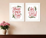 Set Of Two Good Tidings and Joy White Framed Print Wall Art