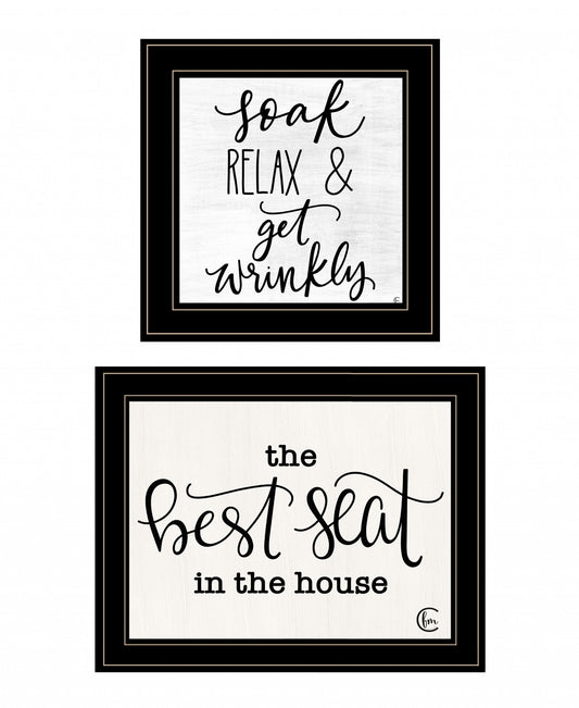 Set Of Two The Best Seat in the House 2 Black Framed Print Bathroom Wall Art