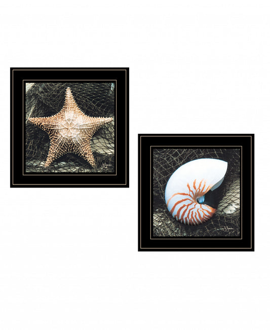 Set Of Two Ocean Net 2 Black Framed Print Wall Art