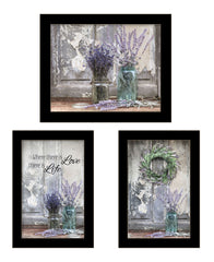 Set Of Three Abundance of Beauty Black Framed Print Wall Art