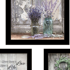 Set Of Three Abundance of Beauty Black Framed Print Wall Art