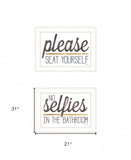 Set Of Two No Selfies When Seated 1 White Framed Print Bathroom Wall Art - Homeroots