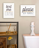 Set Of Two Text Me If You Run Out of Toilet Paper While Seated 1 White Framed Print Wall Art