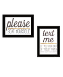 Set Of Two Text Me If You Run Out of Toilet Paper While Seated Black Framed Print Wall Art