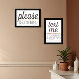 Set Of Two Text Me If You Run Out of Toilet Paper While Seated Black Framed Print Wall Art