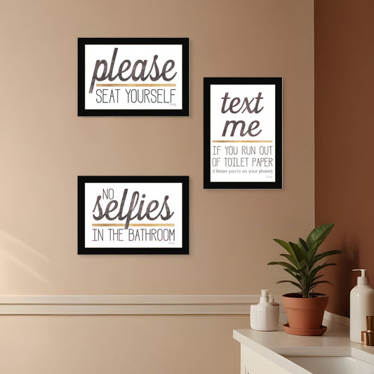 Set Of Three Toilet Humor 3 Black Framed Print Wall Art