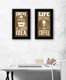 Set Of Two Life Begins and Ends With Coffee Black Framed Print Wall Art